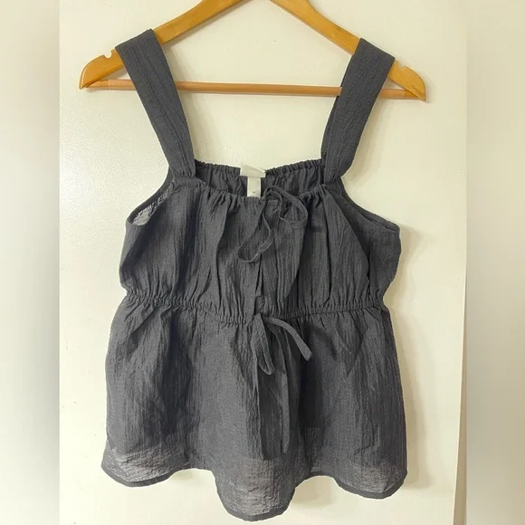 NWT a new day Black Textured Tied Tank Top - Picture 2 of 5